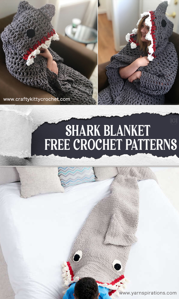 Shark Blanket FREE Crochet Patterns - iGOODideas.com
