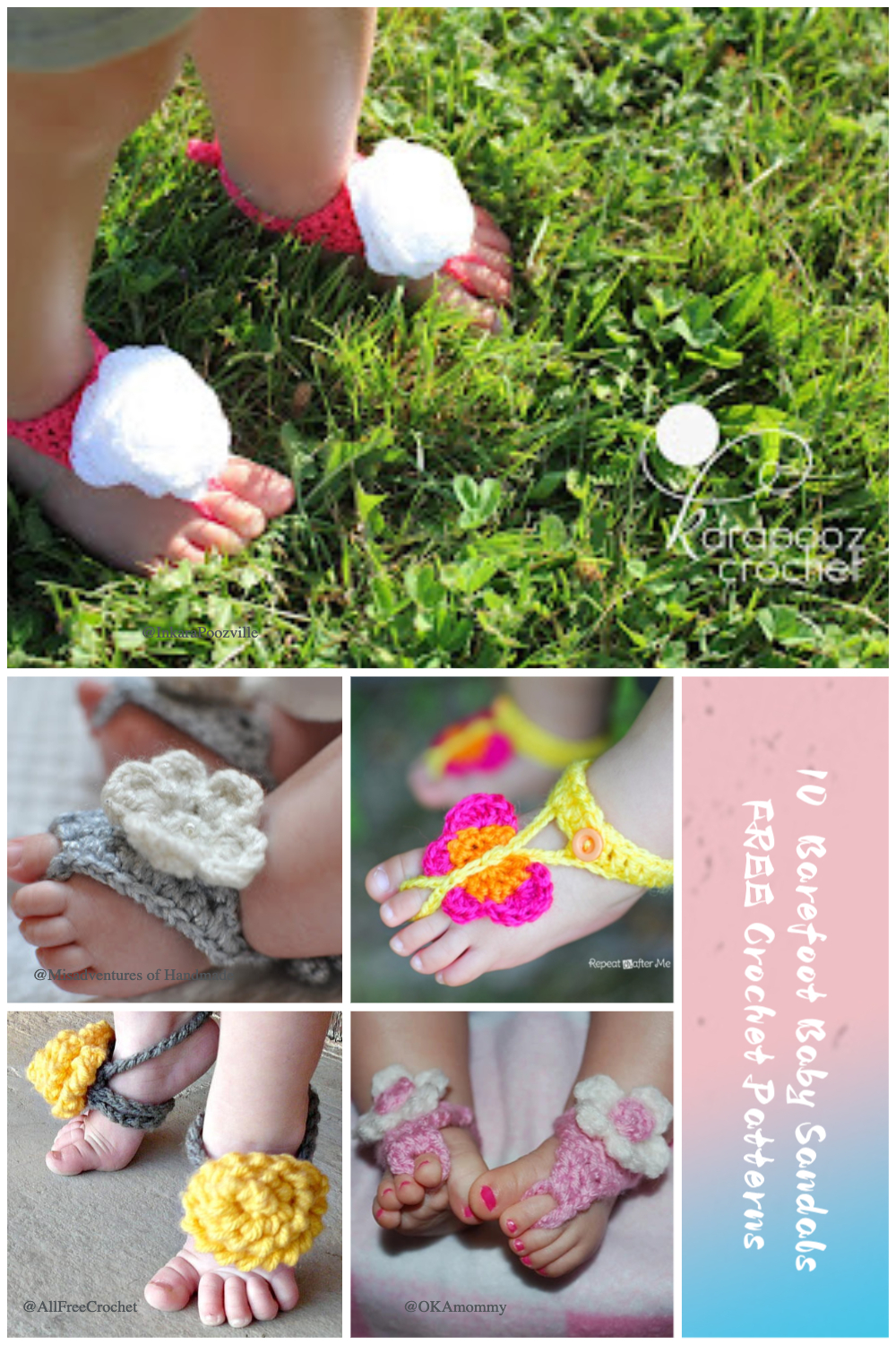 10 Crochet Barefoot Baby Sandals FREE Patterns