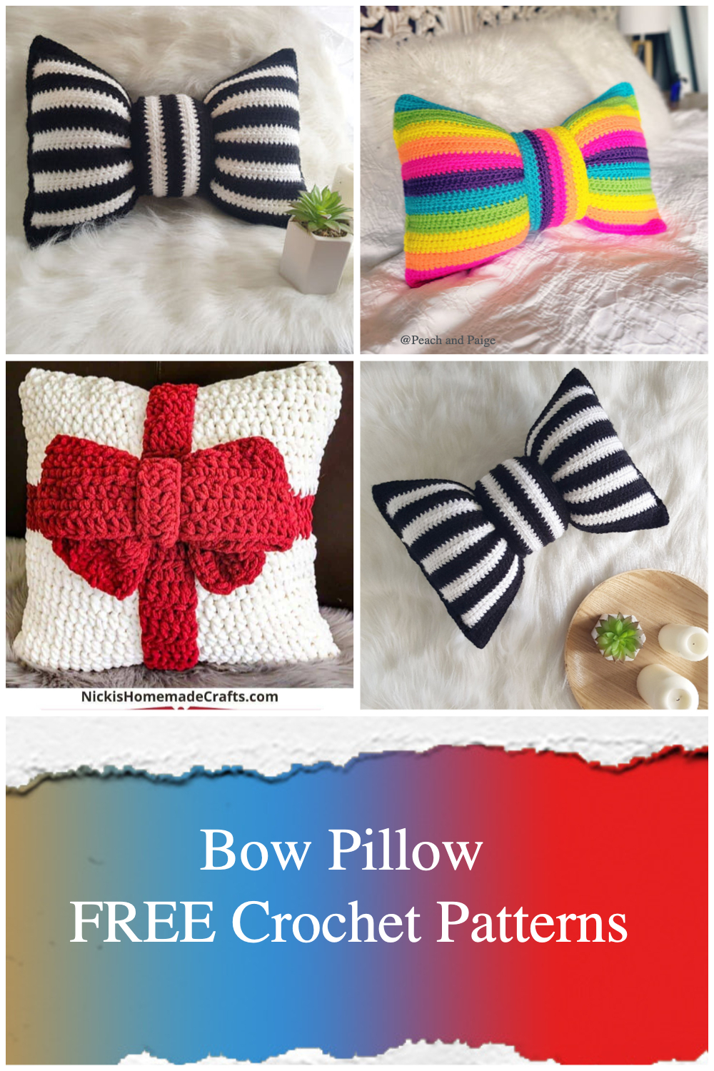  Bow Pillow FREE Crochet Patterns