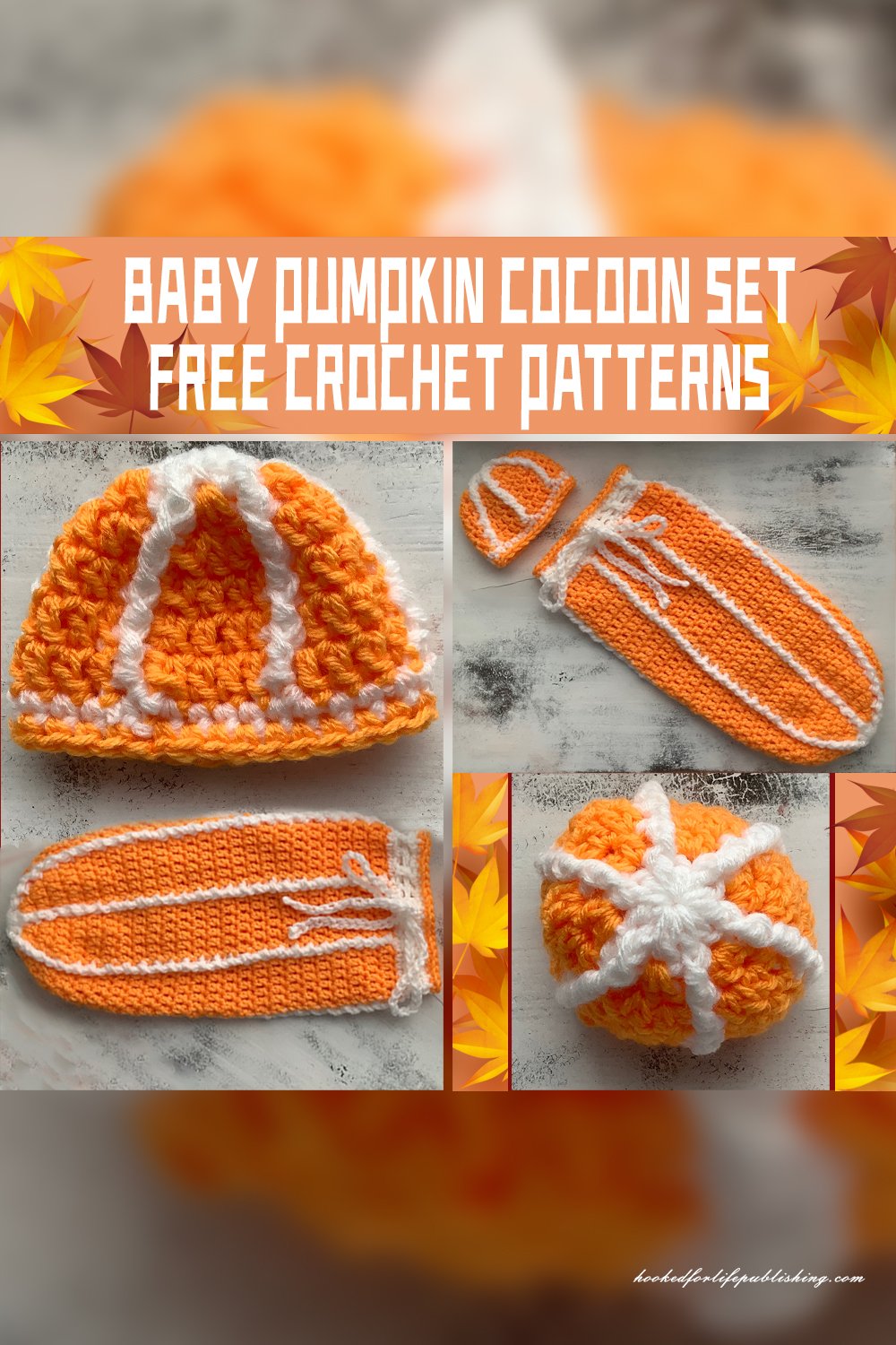 Baby Pumpkin Cocoon Set Crochet Patterns - FREE - iGOODideas.com