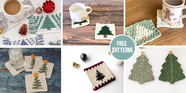 8 Christmas Tree Coaster Crochet Patterns – FREE