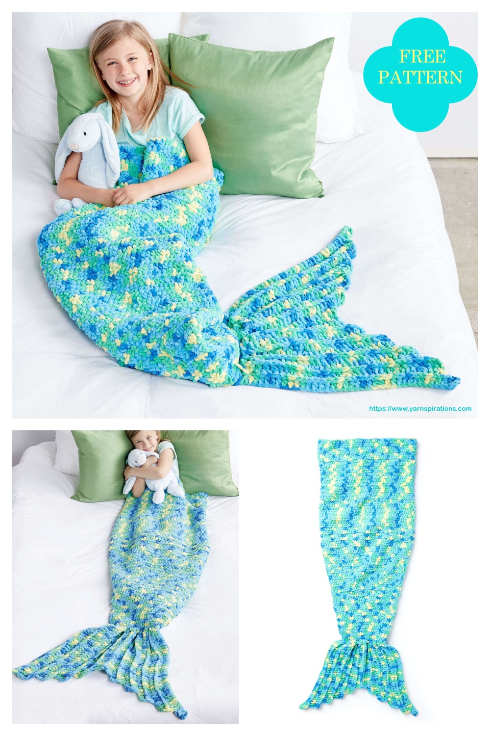 8 Mermaid Tail Blanket Crochet Patterns - FREE